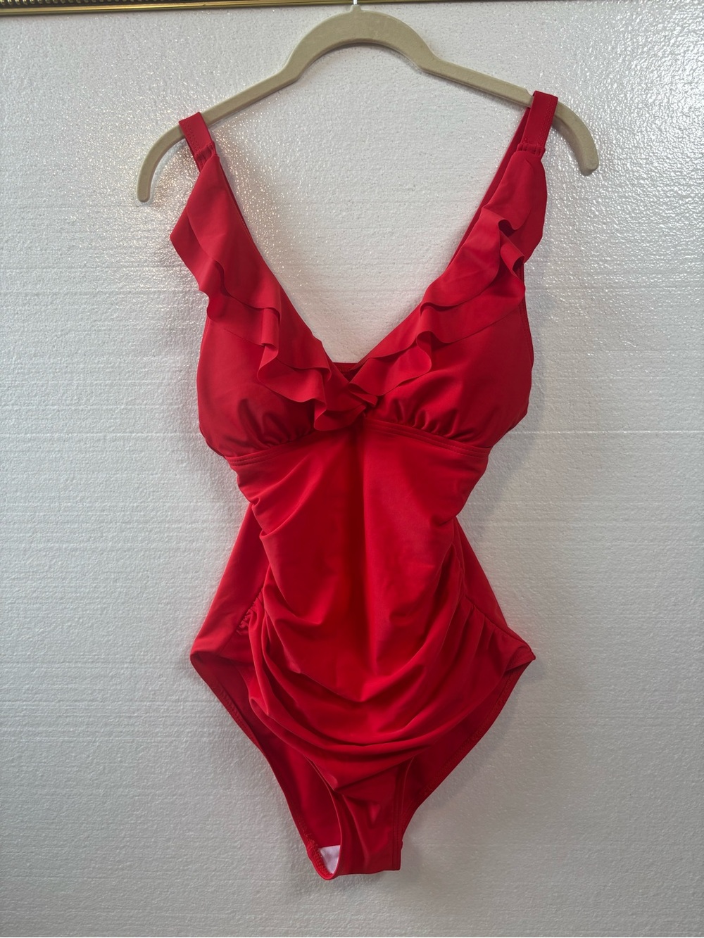 Red Ruffle One-Piece Swimsuit-XS